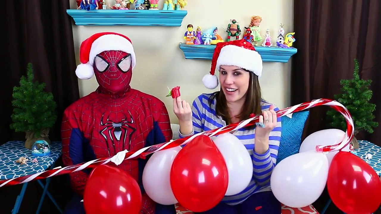 GIANT BALLOON POP CHALLENGE Surprise Toys ✪ Huge Candy Cane Frozen Tsum Tsums & Doc McStuf