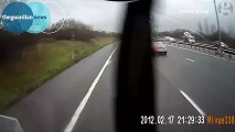 Terrible car crash. Driver falling asleep driving