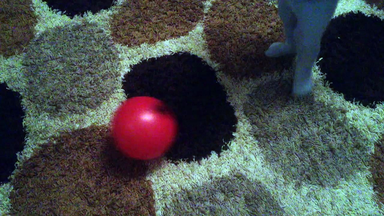 2 year old child hits the ball with his foot not the Right,