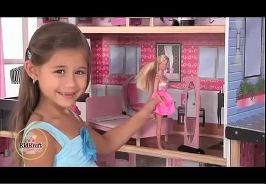 Girls Princess Sparkle Mansion Dollhouse Children Pink  Dolls House Video By KidKraft 65826
