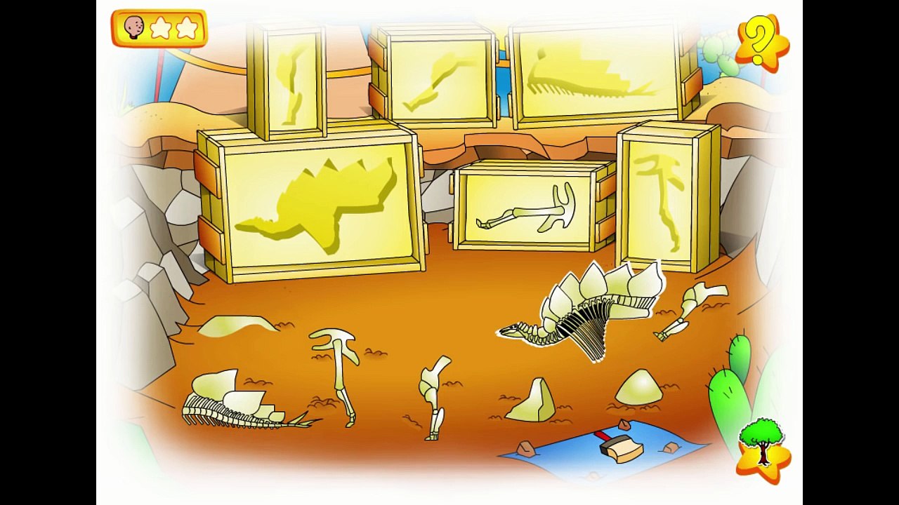 Caillou Dinosaur Digging Cartoon Animation PBS Kids Game Play Walkthrough