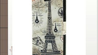 JUJEO Francia cuero con función de atril de la Torre Eiffel Funda con tapa para iPhone 4/4S