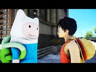 FINN THE HUMAN VS LUFFY - GREAT BATTLE - GTA IV
