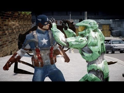 Halo Master Chief vs Captain America - Bloody Fight - Grand Theft Auto