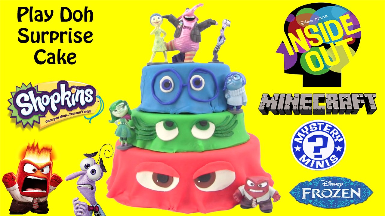 HUGE Inside Out Play Doh Cake - Shopkins, Playmobil, LPS, MLP, Frozen Mystery Minis