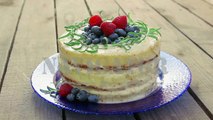 Sponge cake decorated with berries