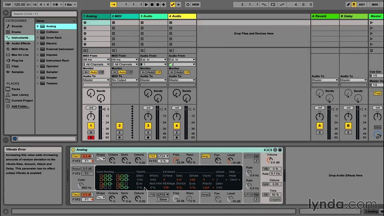Up and Running with Ableton Analog 008 Analogs hidden sub and sync oscillators