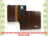 Pdncase Funda de Piel Genuina para Samsung Galaxy Note 3 Wallet case cover Color Marrón Oscuro