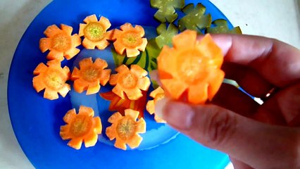 Украшения из овощей. Цветы из моркови и огурцов. Как красиво нарезать овощи.