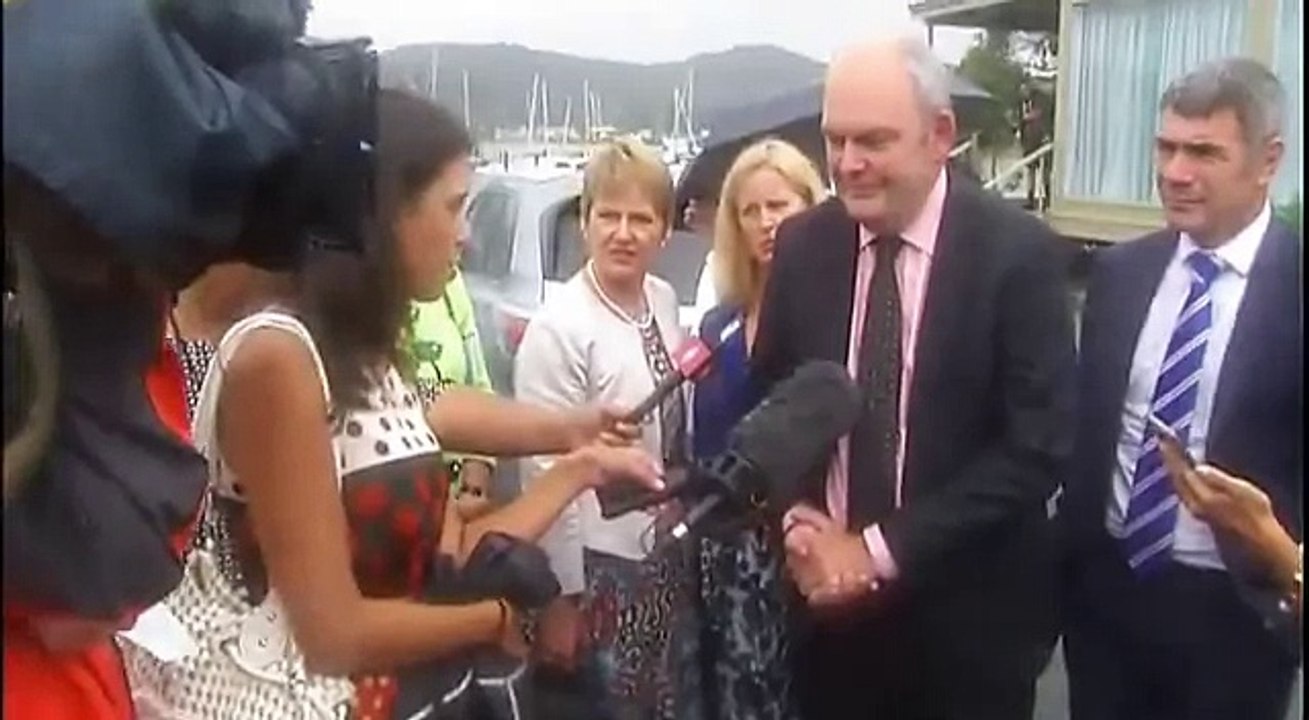 Steven Joyce receives a dildo to the face