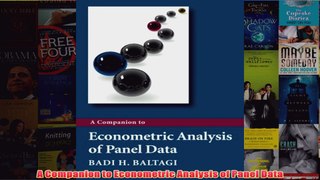 Download PDF  A Companion to Econometric Analysis of Panel Data FULL FREE