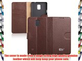 Pdncase Funda de Piel Genuina para Samsung Galaxy Note 4 Wallet Case Cover - Marrón