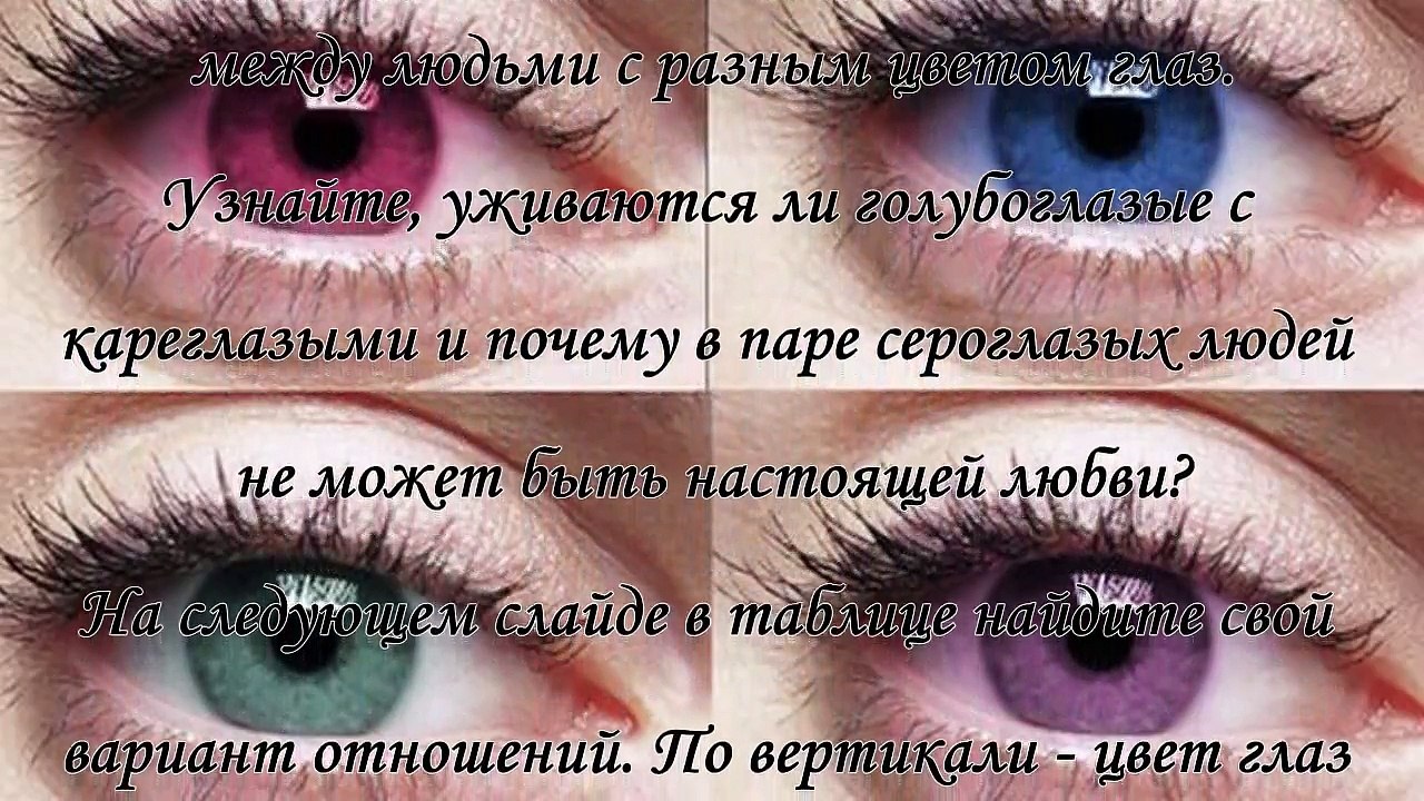 Совместимость в любви по цвету глаз