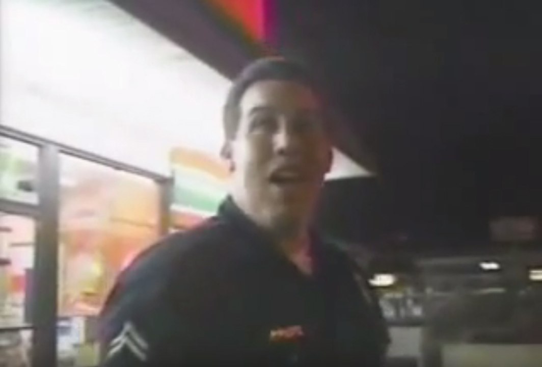 LAPD Officer Big John McCarthy of UFC with Shotgun at LA Riots