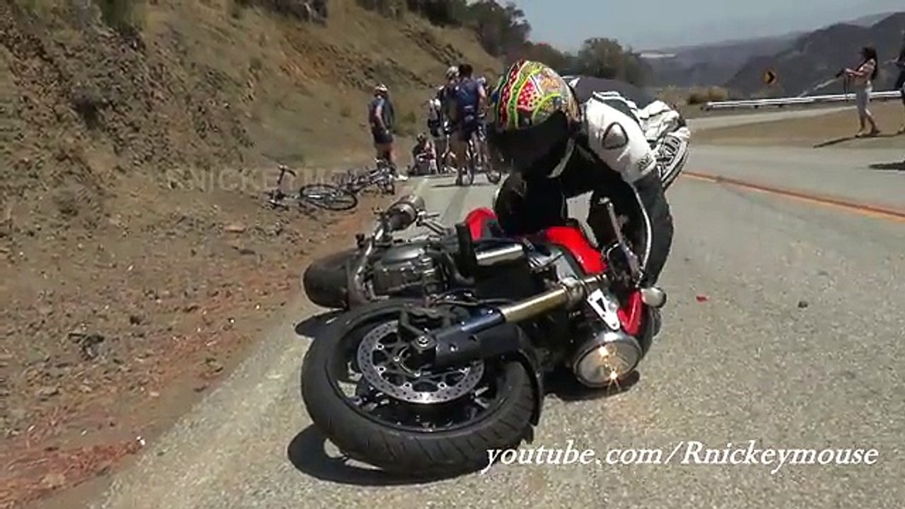 Shocking Motorcycle Crash into Bicycles