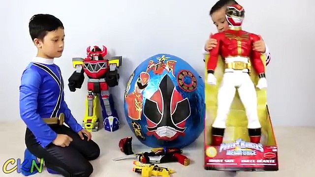 Power Rangers Super Giant Surprise Egg Toys Opening Dino Charger Samurai Megaforce CKN Toys