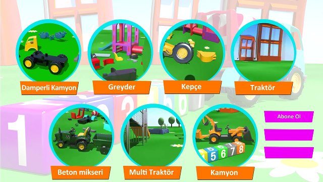 Çizgi film İş makineler 3D çocuk parkında arabalar oyunları Menü (tüm bölümler bir arada)