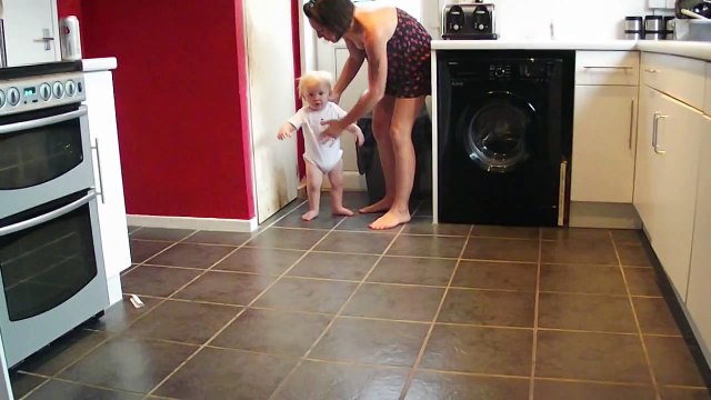 Baby Macreadys first steps, walks like a drunk!!!! Funny baby first steps.