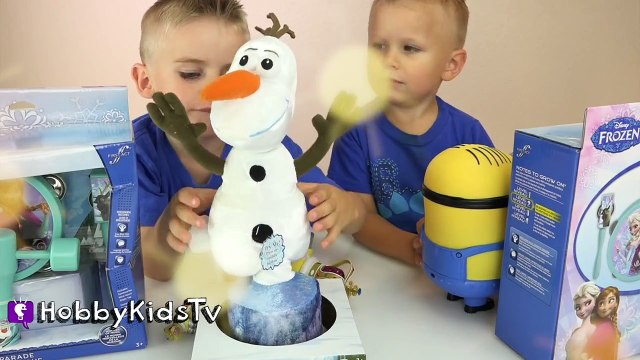 Spinning Olaf + Frozen Tambourine Musical Instruments! Singing Songs HobbyKidsTV
