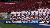 Broncos, Panthers pose on field ahead of Super Bowl 50