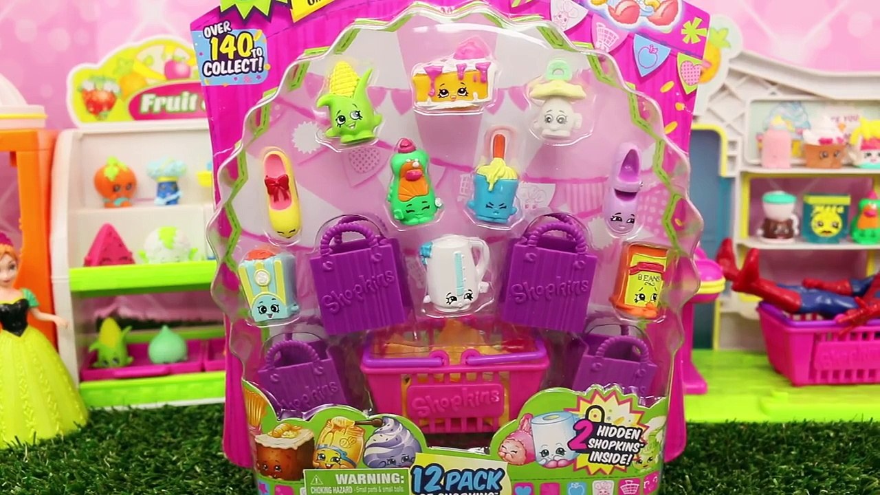 NEW SHOPKINS 12 Pack Opening With Disney Princess Magic Clip Dolls, Barbie, Spiderman & Ra