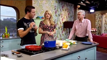 Gino D'Acampo with Holly Willoughby on This Morning my grandmother is a bike