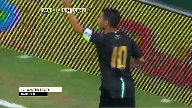 Gol de Erviti. Banfield 1 - Gimnasia 0. Fecha 1. Torneo Transición 2016
