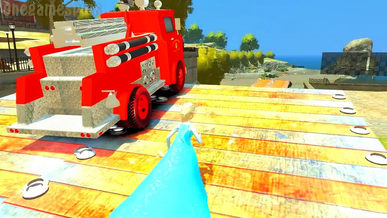 Children s Songs and Rhymes Disney PIXAR cars DJ and Red Fire Truck Frozen Elsa & Anna