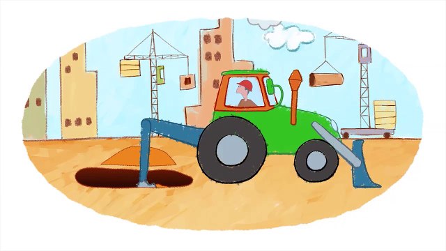 Мультик-Раскраска. Развивающий обучающий мультики для малышей. Учим цвета. Машины строят домик