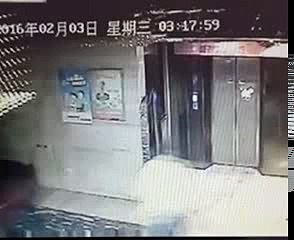 CCTV Drunk man falls into shaft after kicking elevator door - YouTube
