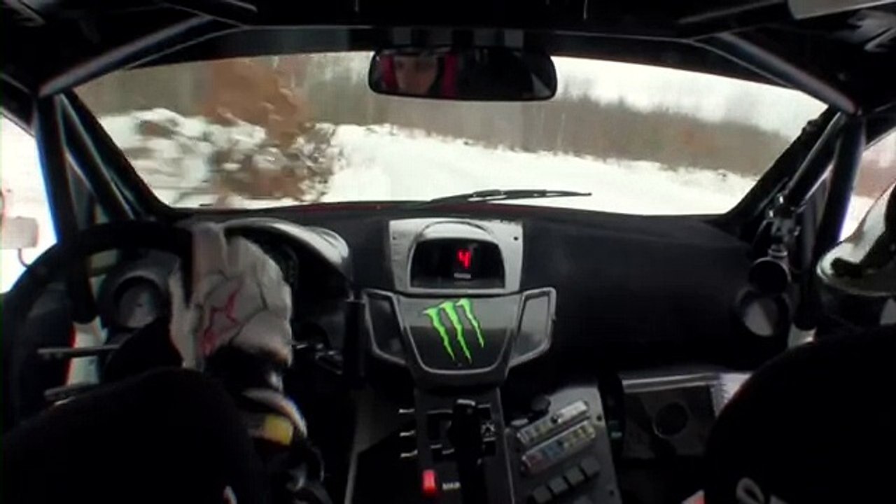 Ken Block goes flat out in his Rally Fiesta on ice during Sno-Drift testing