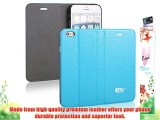 Pdncase Funda de Piel Genuina para iphone 6 Wallet Case Cover - Azul