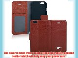 Pdncase Funda de Piel Genuina para iphone 6 Wallet Case Cover - Marrón