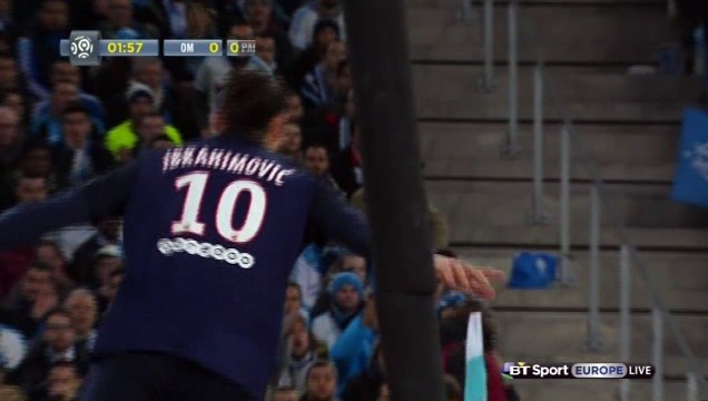 Zlatan Ibrahimovic But - Olympique de Marseille 0-1 Paris Saint Germain (Ligue 1)