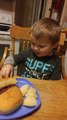 Toddler is disgusted by Sloppy Joe Meat Burger... 