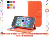 Snugg - Carcasa de cuero (PU) con tapa para iPhone 4/ 4s color naranja