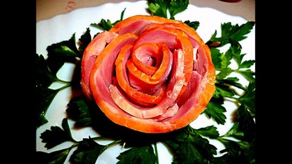 Украшения из сыра и ветчины! Украшение тарелки! Decoration of cheese and ham!
