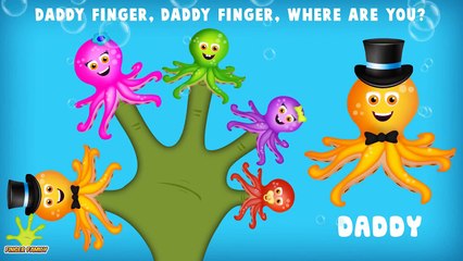 The Finger Family Octopus Family Nursery Rhyme | Octopus Finger Family Songs