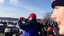 Lake Geneva Winter Fest. Cars sinking as ice breaks on Lake Geneva