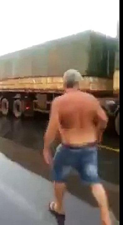 Trucker crushed in a cabin