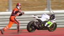 SCARY! DEAD RiDER rides his own bike during the race!!!