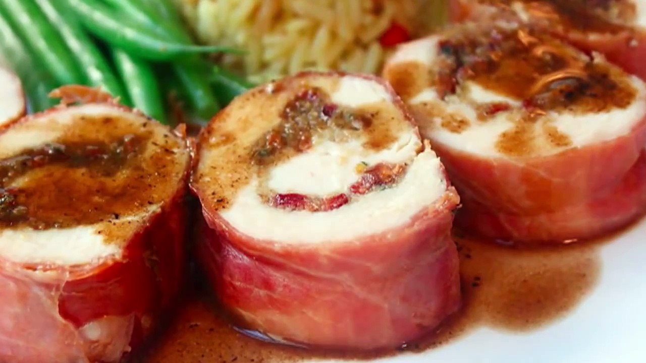 Prosciutto Wrapped Chicken Breast Stuffed with Dried Cherries - Valentine's Day Entree Special