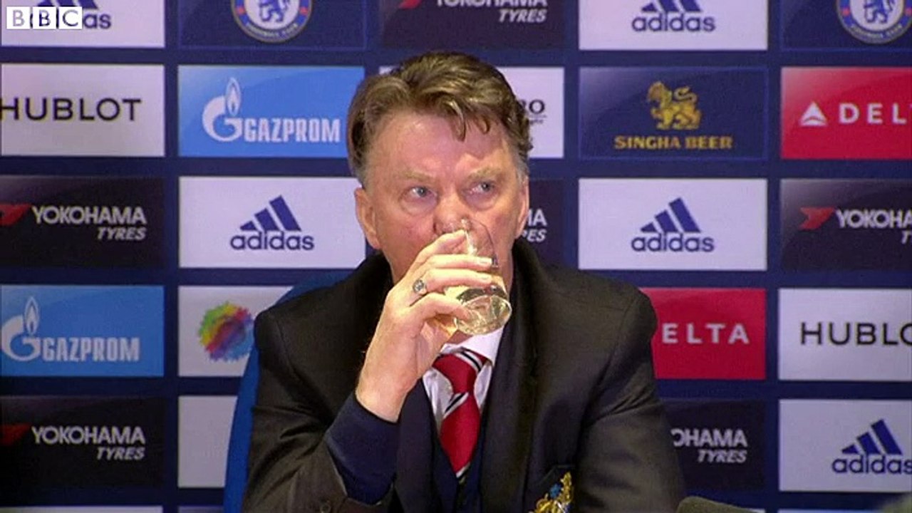 Van Gaal reacts angrily to question over his Manchester United future.