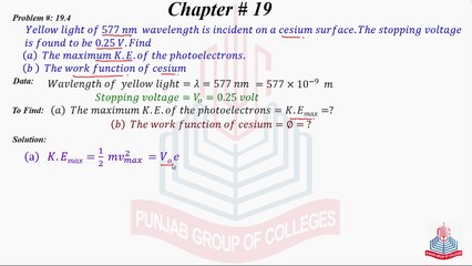 Problem No 19.4 : Yellow light of 577 nm wavelength is incident ....