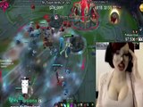 Sexy Nerdy Gamer Girl Playing League of Legends From Twitch Streaming