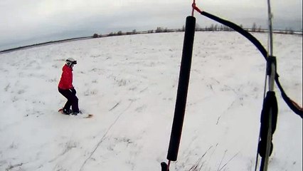 Кайтинг и буксирование сноубордистки