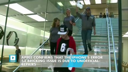 Apple confirms that the iPhone's error 53 bricking issue is due to unofficial repairs