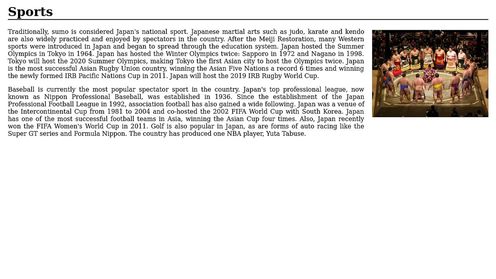 Sports - Japan