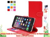 Snugg - Carcasa de cuero (PU) con tapa para iPhone 6 Plus color rojo