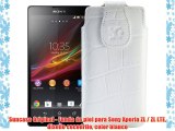 Suncase Original - Funda de piel para Sony Xperia ZL / ZL LTE diseño cocodrilo color blanco